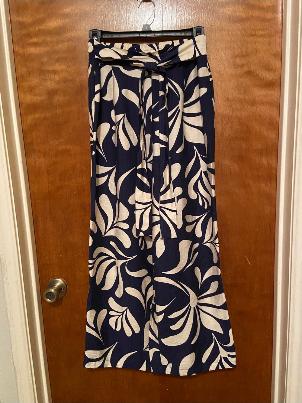 Navy and Cream Palazzo Pants